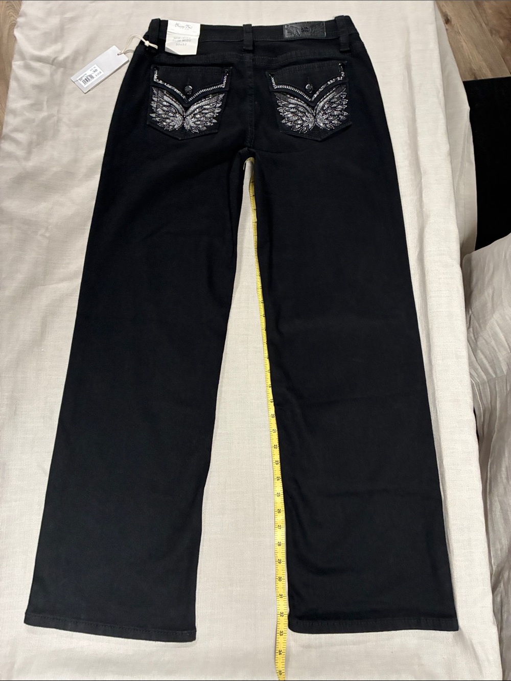 Miss Me Women’s Mid-Rise Slim Wide Leg Black Jeans NWT 30/32